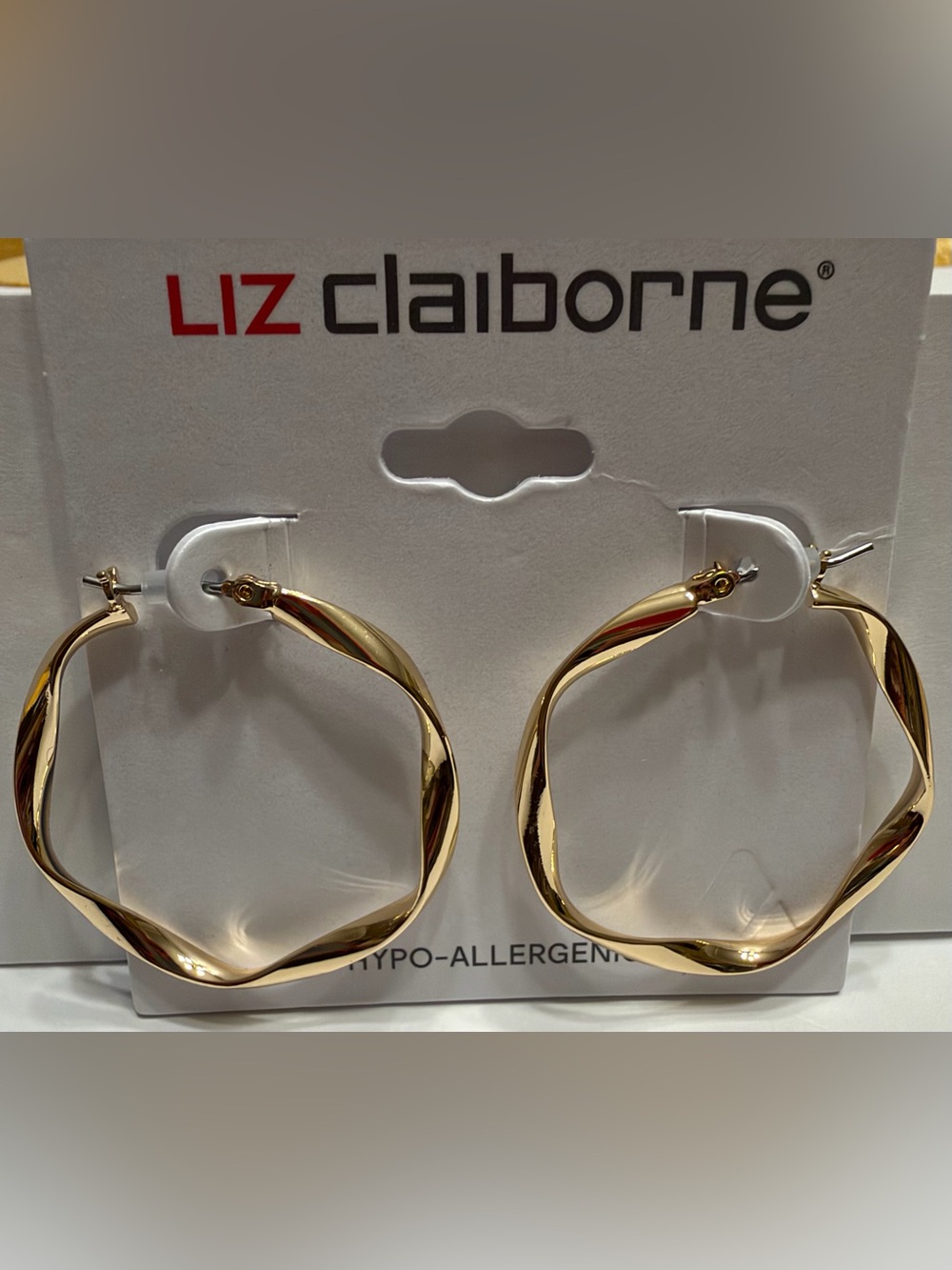Liz Claiborne Gold-Tone Twisted Hoop Earrings NWT